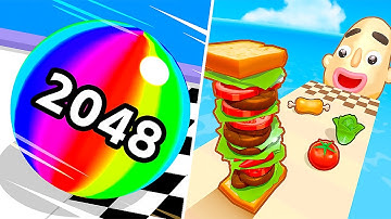 Ball Run 2048 vs Sandwich Runner - All Levels Gameplay Android, IOS - NEW Update Levels!