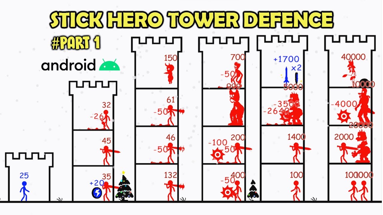 Stick Hero Noob Vs Pro Gameplay : Stick Hero Tower Defence : PART 1