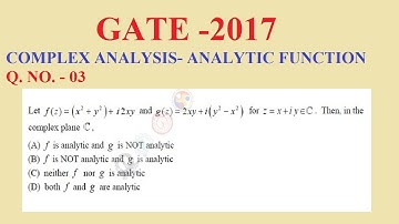 GATE 2017 Q.03 Maths Solution | COMPLEX ANALYSIS | Analytic function in hindi |