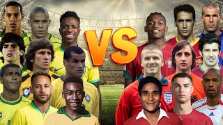 Brazil Legends🔥 vs European Legends 🔥| Footballer Comparisons(Ronaldinho Neymar Pele Ronaldo Zidane)