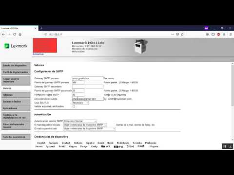 Configurar scan to email Lexmark MX611de MFP Gmail