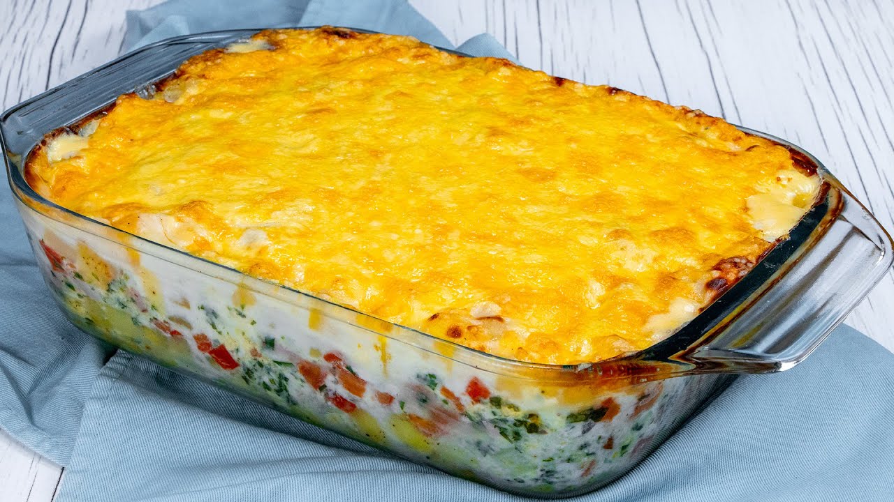 “Musaka” de patatas y jamón - rápido, sencillo y muy sabroso