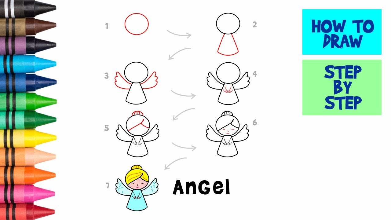 How to draw a Angel easy // step by step #33 - YouTube