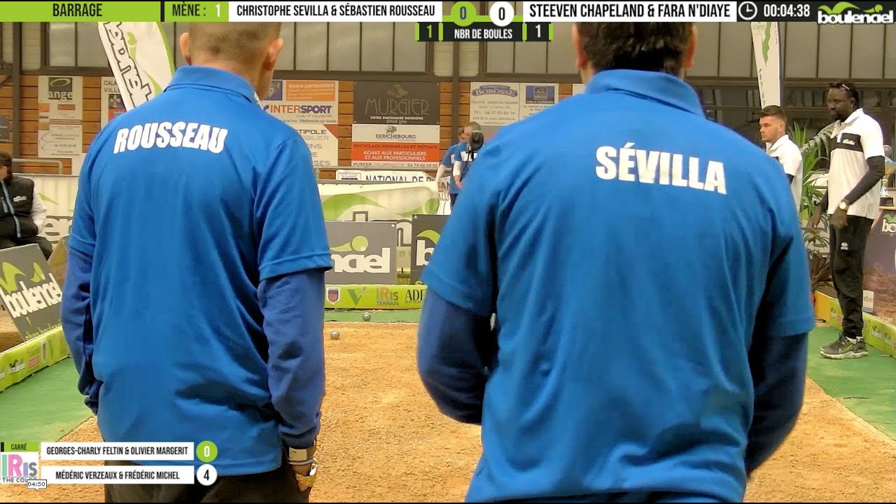 Miniature de la vidéo : Barrage SEVILLA-ROUSSEAU vs CHAPELAND-N'DIAYE : Défi doublette pétanque Boulenciel
