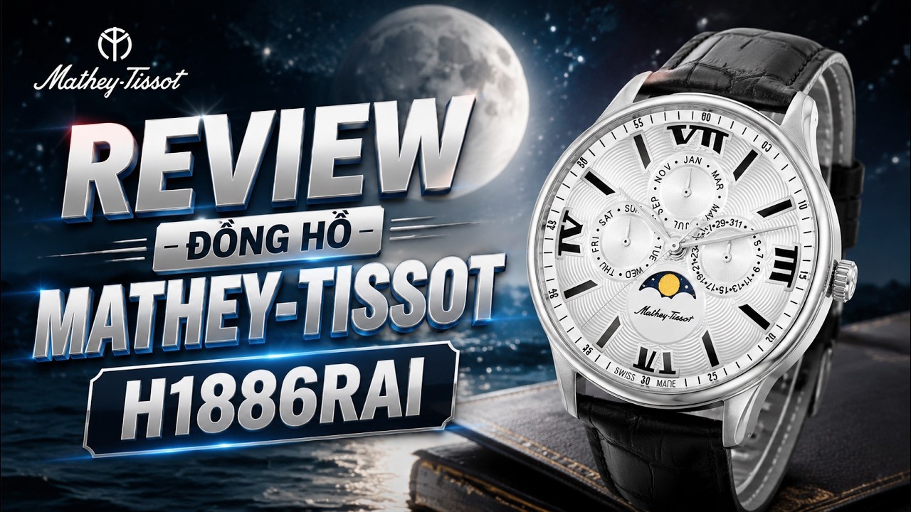 Review Đồng Hồ Mathey-Tissot H1886RAI: Đồng Hồ Moonphase Thụy Sỹ Với Lịch Thứ, Ngày, Tháng !