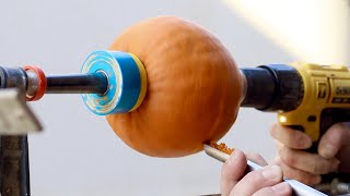Woodturning a Pumpkin on a DRILL - Can it be Done?