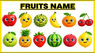 learn fruits name in english with Pictures for kids education | fruit name mango orange lemon banana