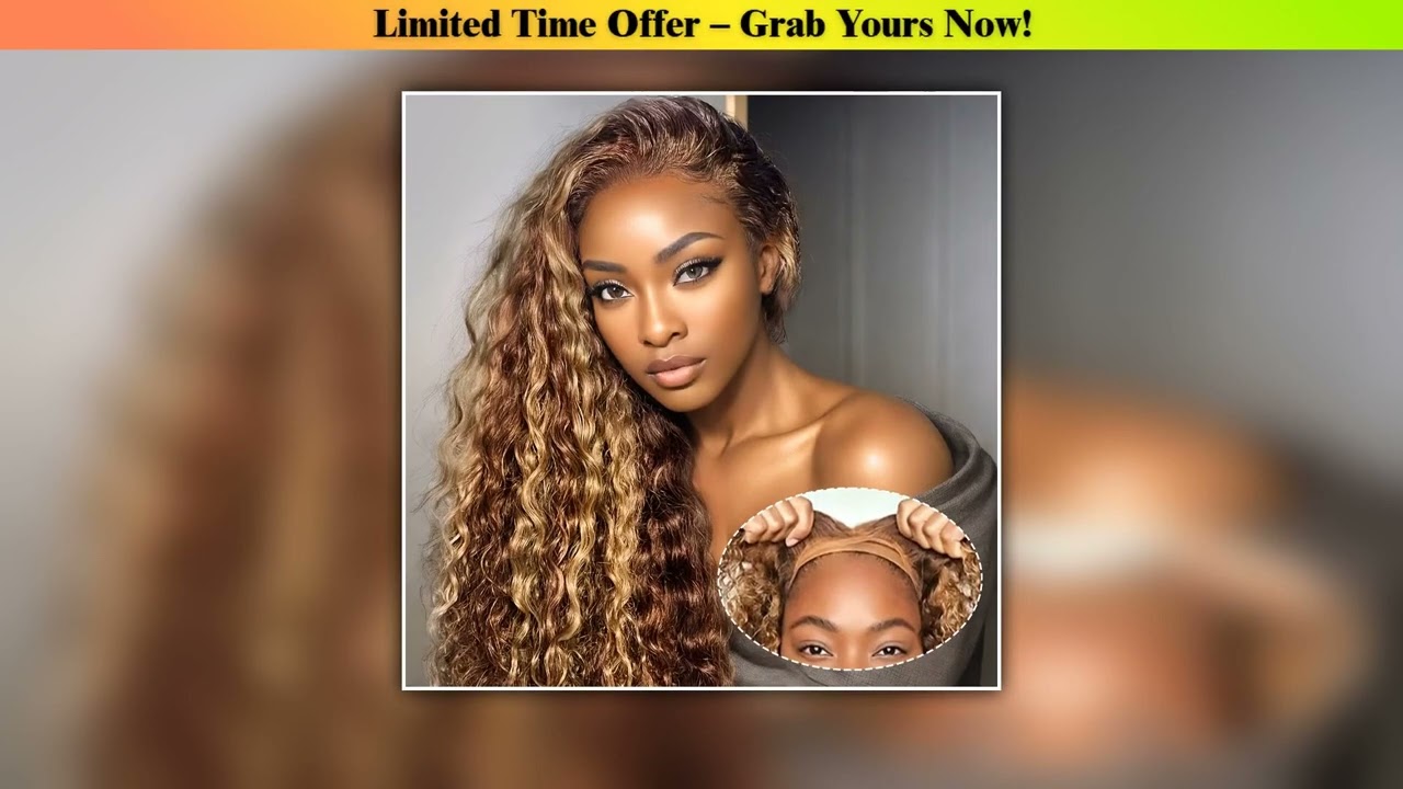 Review Honey Blonde Glueless Wigs 100% Human Hair Deep Wave Pre Cut Highlight Wear and Go Curly Wig