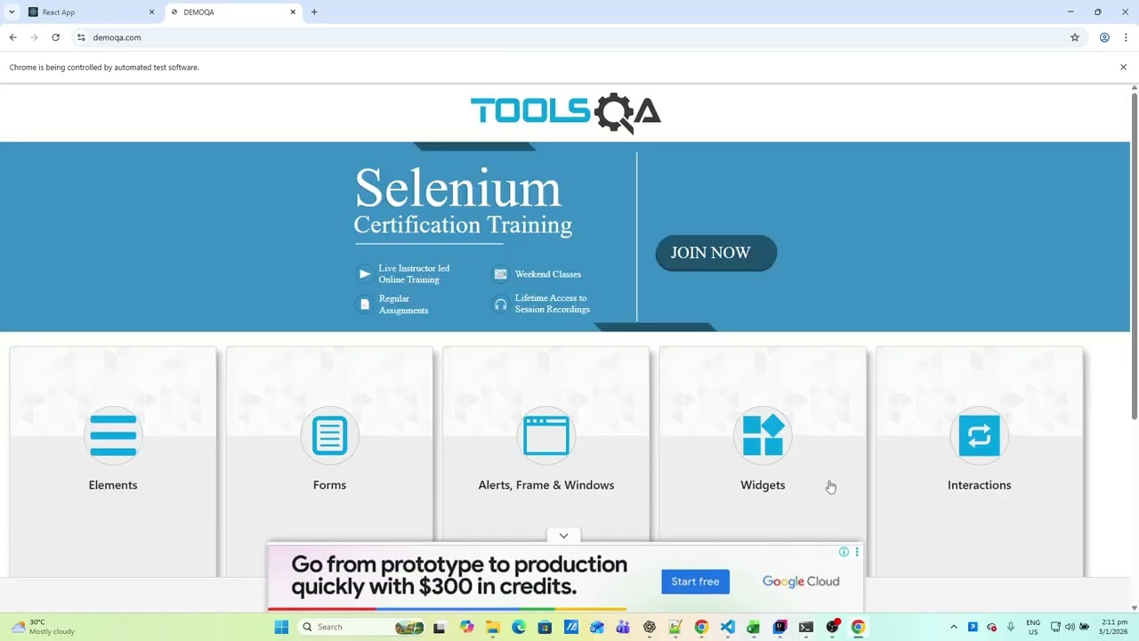 Java Selenium Framework 04g – DemoQA Widgets Tool Tips Automation