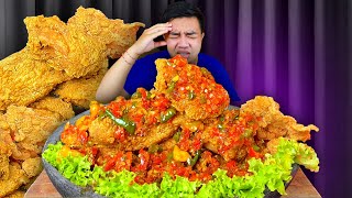 Mukbang Ayam Geprek Crispy Tumpah Sambal Geprek Rawit Pedas  Kulit Ayam Crispy