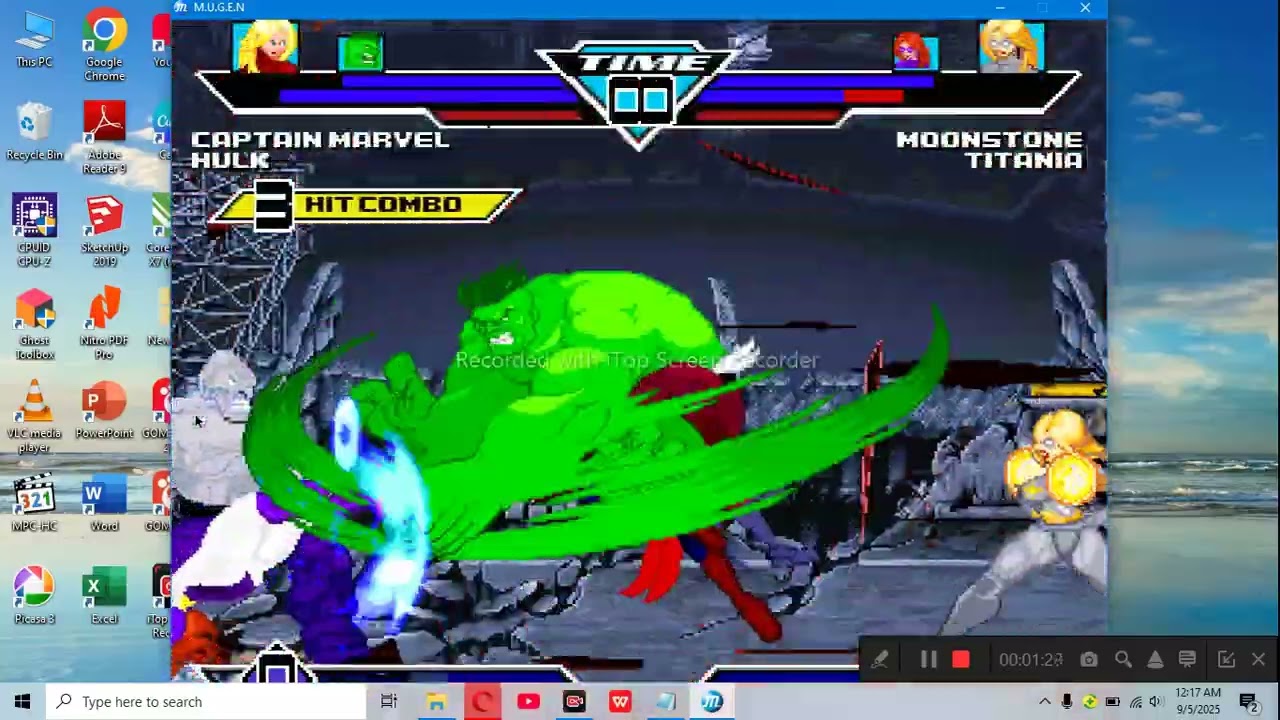 Mugen Battle Captain Marvel, Hulk, and Kamala Khan vs Moonstone, Titania, and Absorbing Man