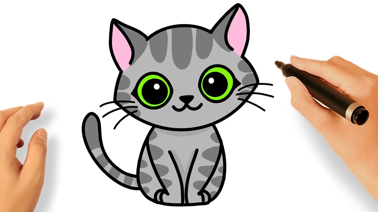 كيفية رسم قطة سهلة | كيف ترسم قطة بغاية السهولة | رسم وجة قطة انمي كيفية رسم  سهل رسم قطة صغيرة - YouTube