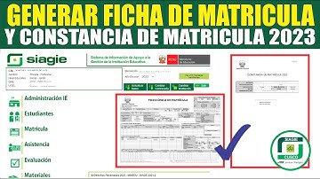Siagie | Cómo GENERAR e IMPRIMIR DE FICHA DE MATRICULA y/o CONSTANCIA DE MATRICULA 2023 |paso a paso