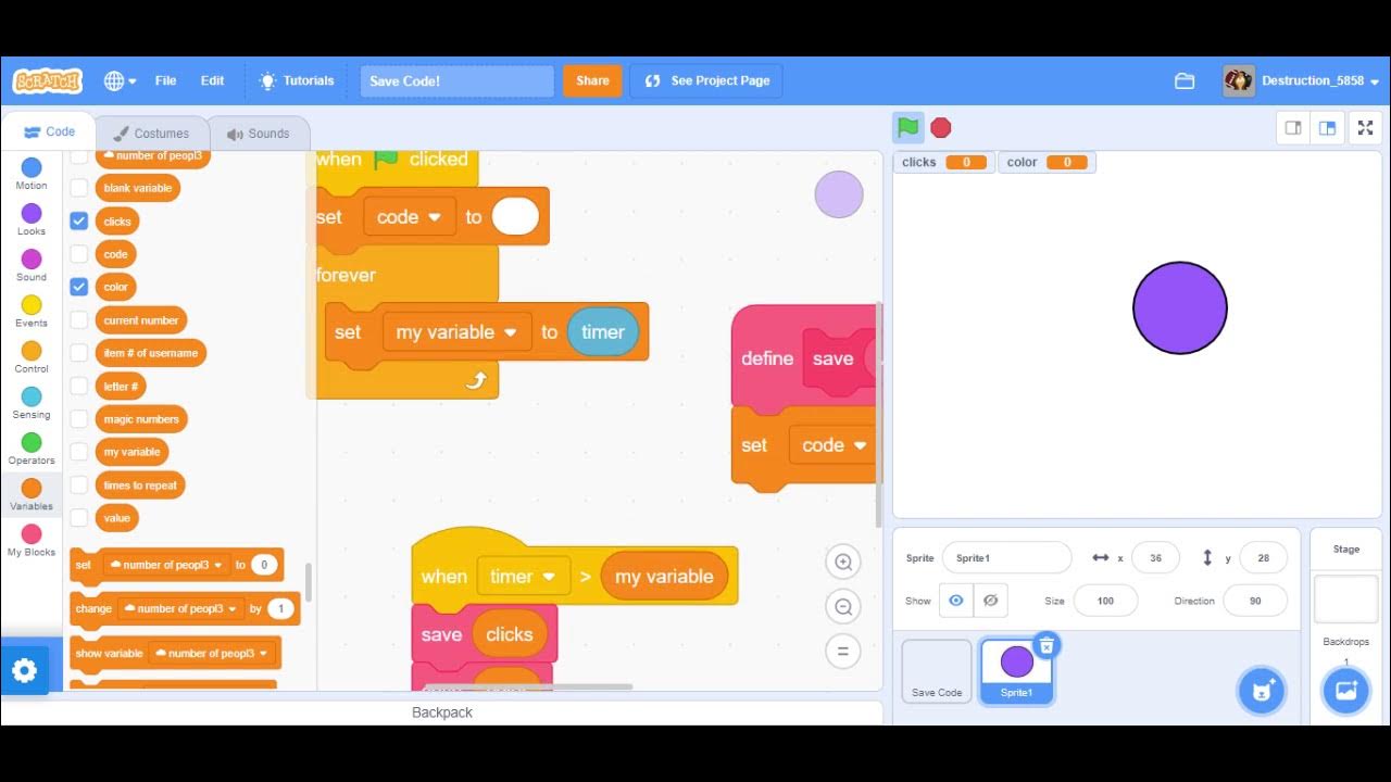 How to make a no typing save code in scratch! - YouTube