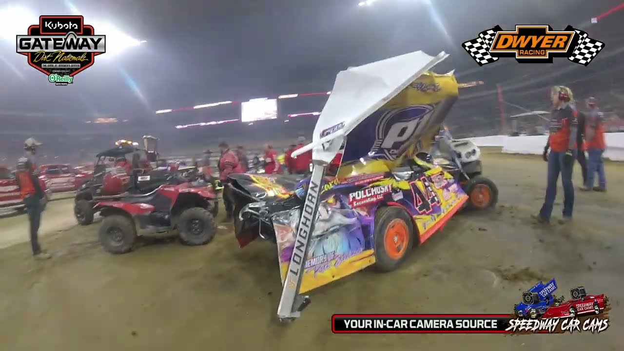 #44 Dave Hess - Modified - Gateway Dirt Nationals 2025 - In-Car Camera Crash