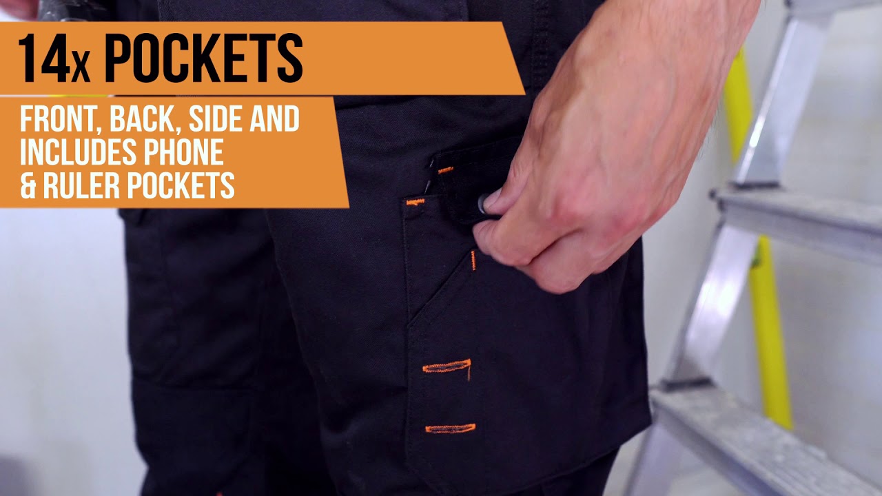 Black Hammer Mens Work Trousers Multi Pockets Cargo Heavy Duty YouTube