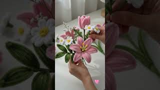 Realistic Pipe Cleaner Flower Bouquet 💐 | DIY Tulip & Lily Bouquet Making #Shorts
