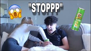 Pringles Prank On My Girlfriend! *SHE SQUEEZED IT*