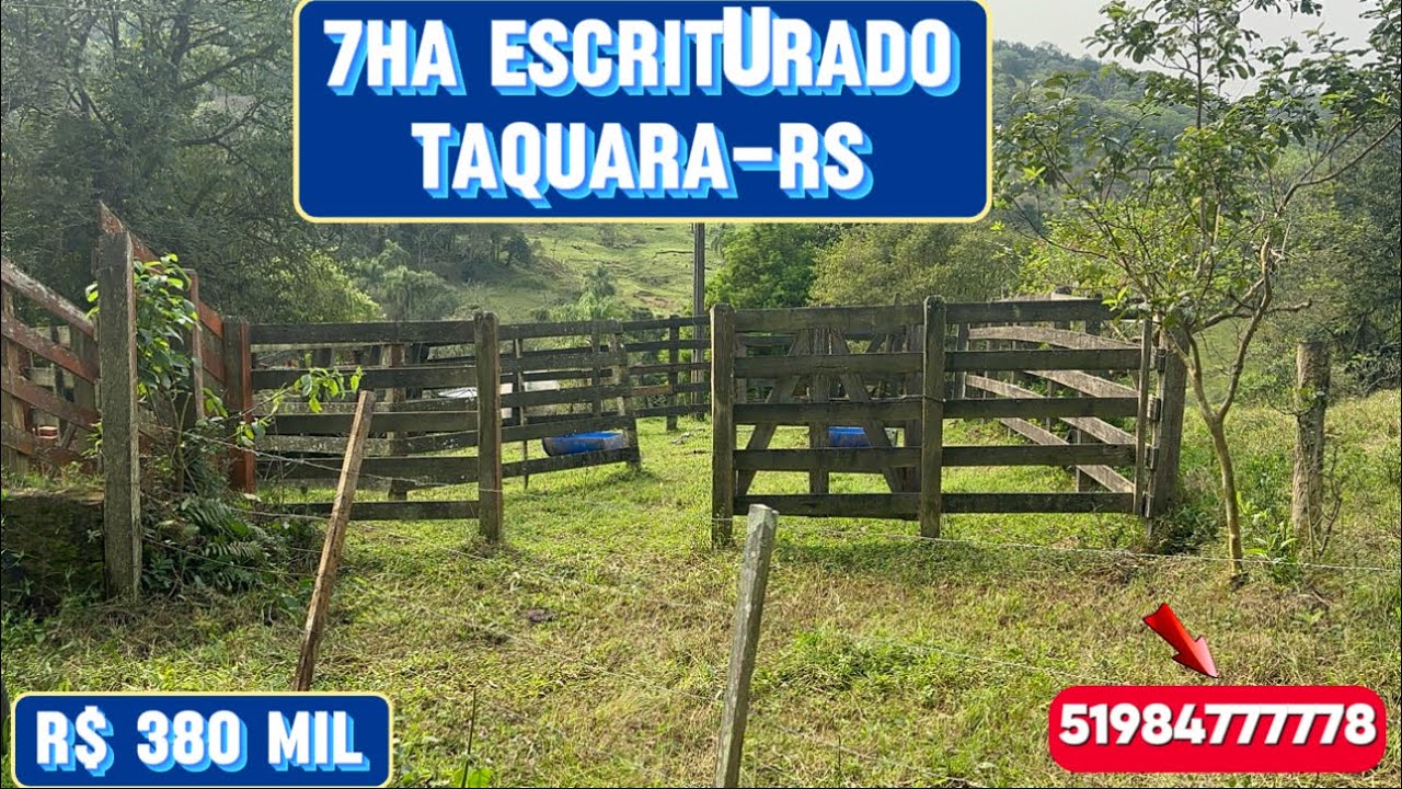 Chácara 7ha (70.000m2) escriturado a 8 km do centro de Taquara-RS.