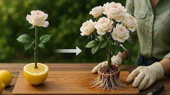 Insert roses into lemons! 900% more effective than traditional propagation.