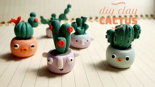 Làm chậu cây xương rồng mini bằng đất sét | Diy clay cactus craft