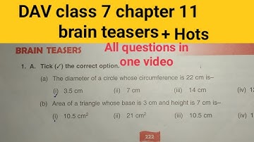 DAV class 7 chapter 11 brain teasers ।।Class 7 maths chapter 11 brain teasers dav public school
