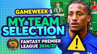 JOÃO PEDRO INJURED! ⚠️ | MY FPL GW5 TEAM SELECTION 🚨 | Fantasy Premier League Tips 2026/27 screenshot 2