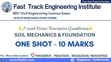 𝗙𝗶𝗻𝗮𝗹 𝗛𝗼𝘂𝗿 𝗥𝗲𝘃𝗶𝘀𝗶𝗼𝗻 𝗤𝘂𝗲𝘀𝘁𝗶𝗼𝗻 𝗩𝗼𝗹𝘂𝗺𝗲 1 - Topic 2 ( Soil Mechanics and Foundation Engineering)