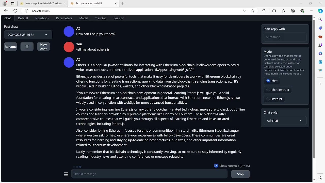 Demoing a Large Language Model running locally on my laptop