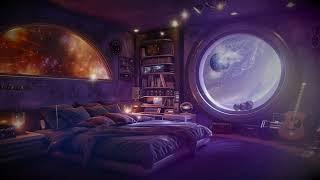Cosmic Space Bedroom🧑‍🚀 Fall asleep in Cozy Spaceship Orbiting Planet | Calm White Noise for Sleep 🚀