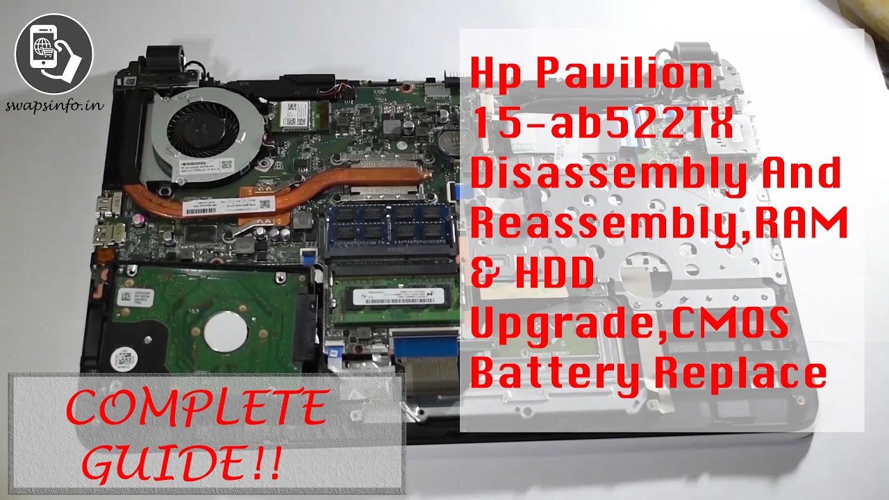 Hp Pavilion 15ab522TX Disassembly And Reassembly,RAM & HDD Upgrade
