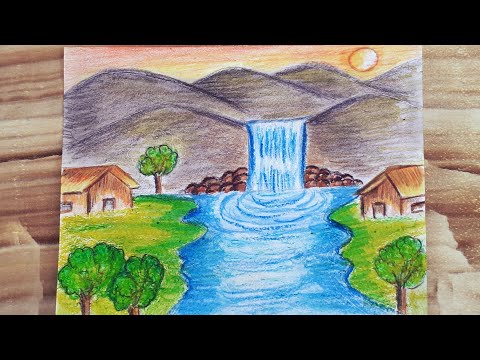 ŞELALE DAĞ MANZARASI ÇİZİMİ / WATERFALL DRAWING / LANDSCAPE DRAWING @sebnem_yucel