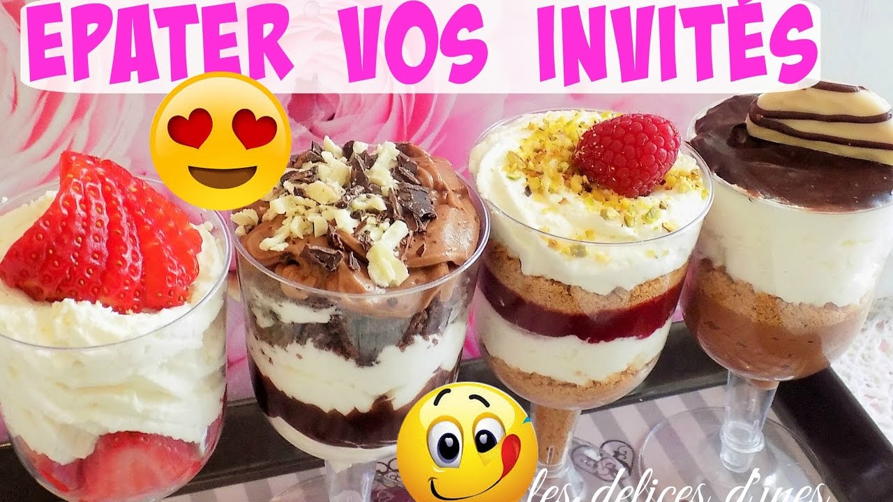 4 IDEE  DESSERT FACILE VERRINE Framboise Chocolat Fraise Nutella Speculos