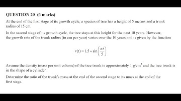 External Exam 2020 Paper 1, Question 20 | QCAA Mathematical Methods
