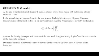 External Exam 2020 Paper 1, Question 20 | QCAA Mathematical Methods