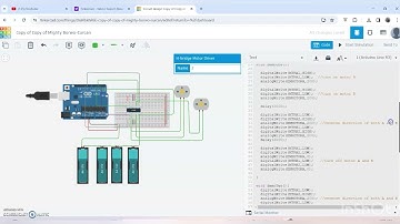 Controlling Two motors using arduino uno and l293d motor driver (tinkercad task)with arduino coding