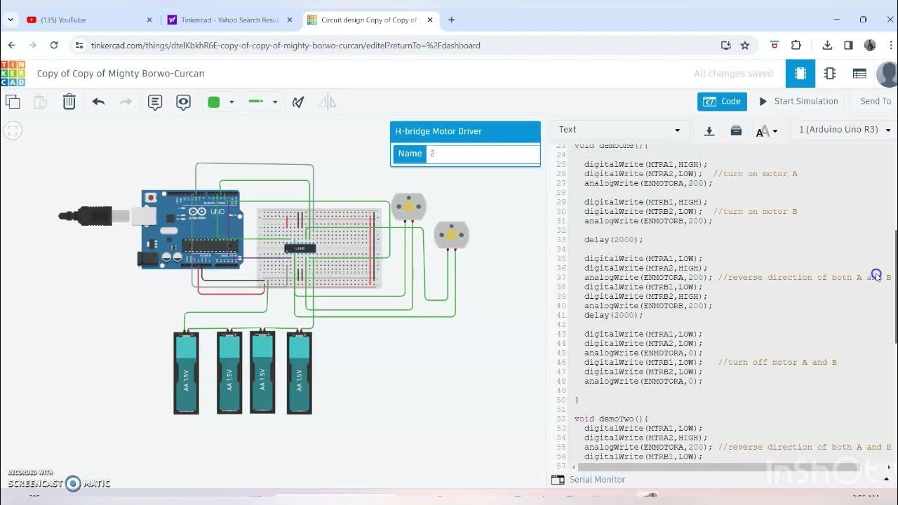Controlling Two motors using arduino uno and l293d motor driver ...