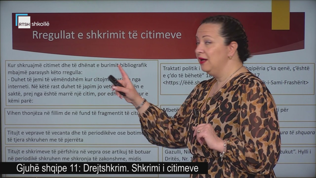 Gjuhë shqipe 11 - Drejtshkrim. Shkrimi i citimeve.