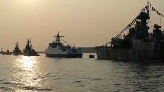 Warships at Sunset in Sea ~ Destroyer Ships [FREE CLIP]