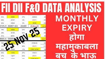 FII DII DATA ANALYSIS AND NIFTY  & BANK NIFTY  MONTHLY EXPIRY ON 25 NOV 25 | EDUCATIONAL VIDEO