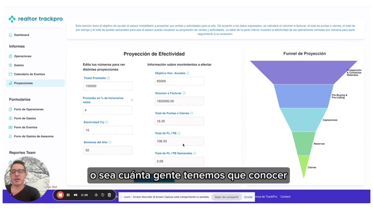 Calendario y Sección de Proyecciones