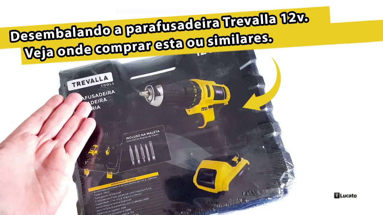 Desembalando a parafusadeira Trevalla 12v bateria lítio 1300mAh - Não é avaliação ou review.