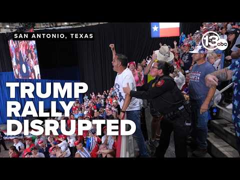 Protesters interrupt Trump's Texas campaign rally for Paxton