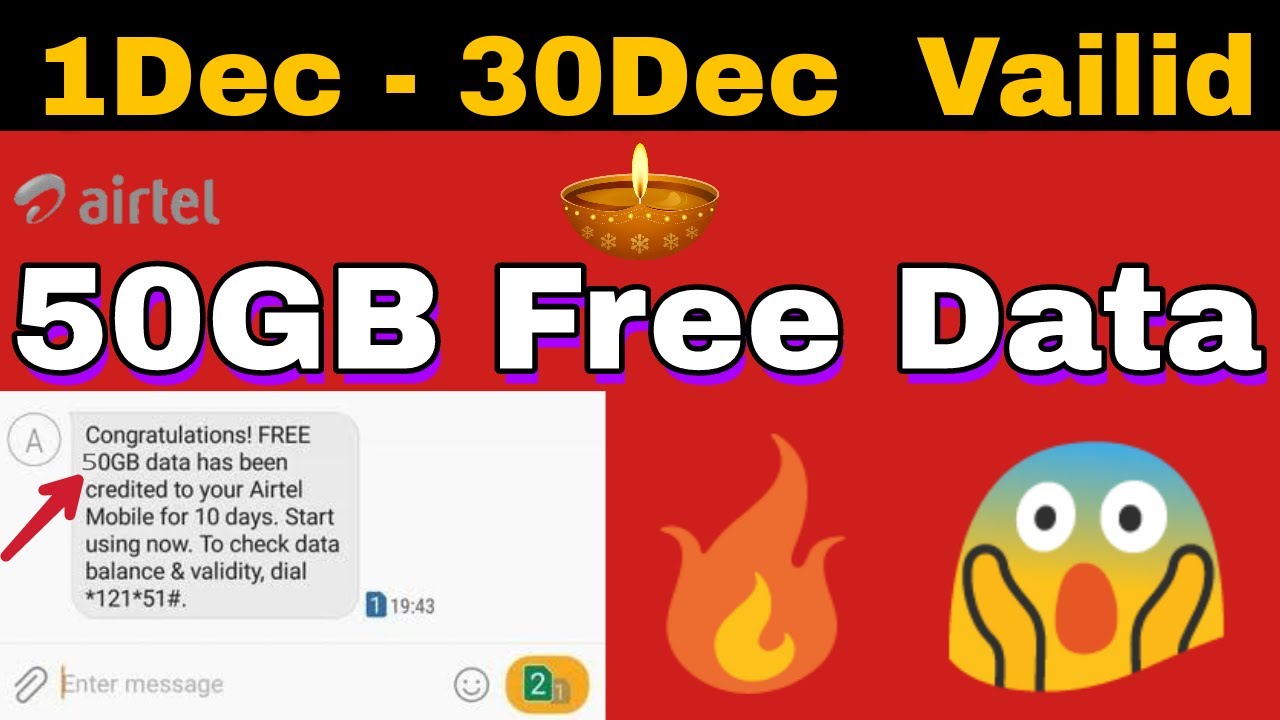 Airtel free 50GB Data 2018 ||Airtel free net trick 2018 Diwali offer