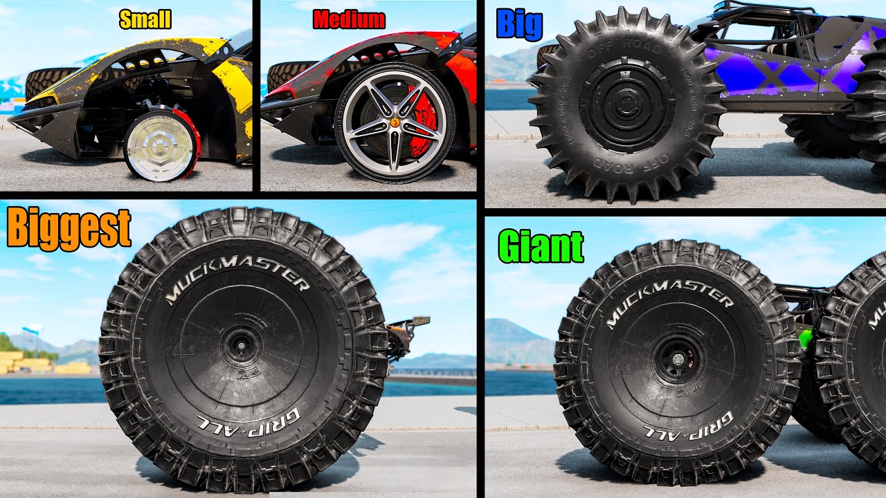 Small vs Medium vs Big Wheels Beamng drive YouTube