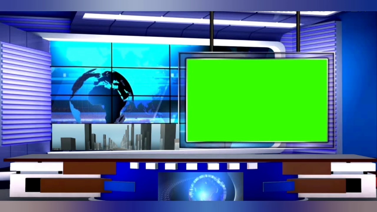 Stylish Green screen background news studio for your news broadcast