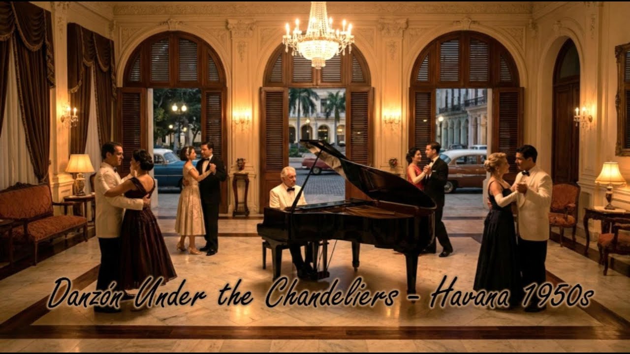 Danzón Under the Chandeliers – Havana Nights, 1950s Elegance - Romantic luxurious atmosphere)