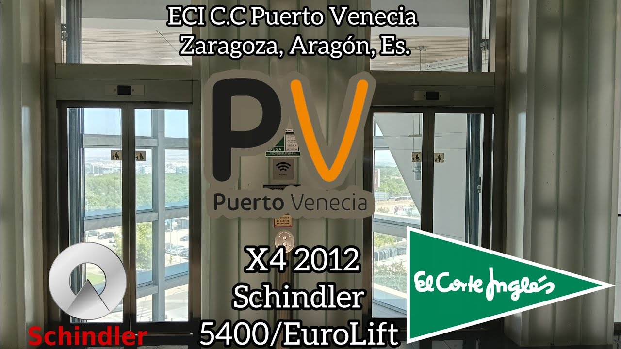 X4 2012 Schindler 5400/EuroLift panoramicos, ECI C.C Puerto Venecia, Zaragoza Aragón Es.