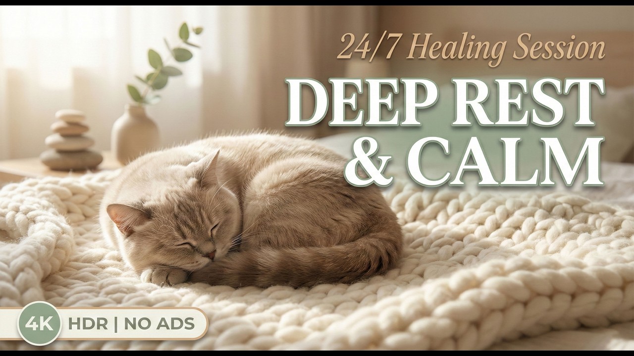 Music Sleep For Cat 🐈 Anxiety Relief Music For Cats , Sleep , Healing #catmusic #healingmusic