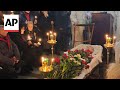 Scenes inside Moscow church during farewell ceremony for Alexei Navalny